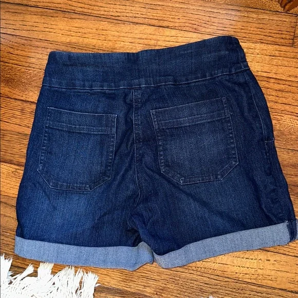 Westbound Petites Dark Navy Blue Denim Pull On Cuffed Shorts - Picture 4 of 7